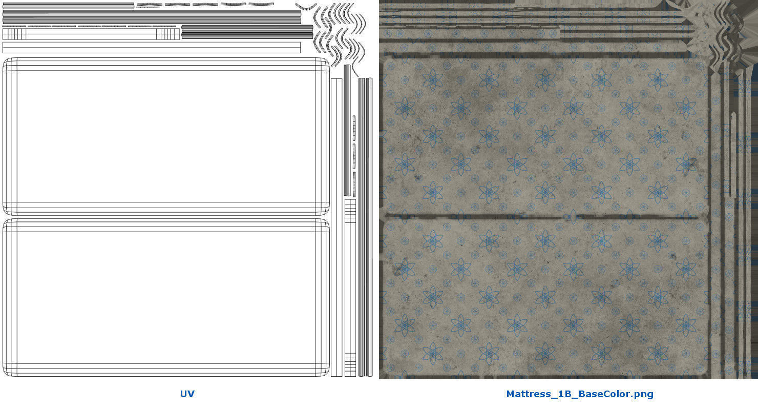 Bed 1B Low-poly 3D model_13