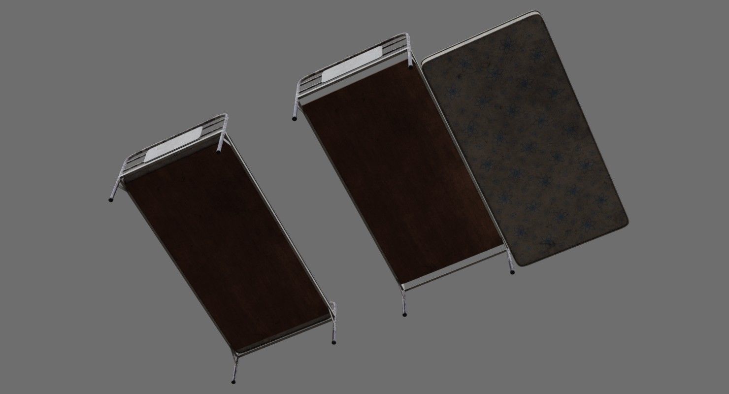 Bed 1B Low-poly 3D model_2