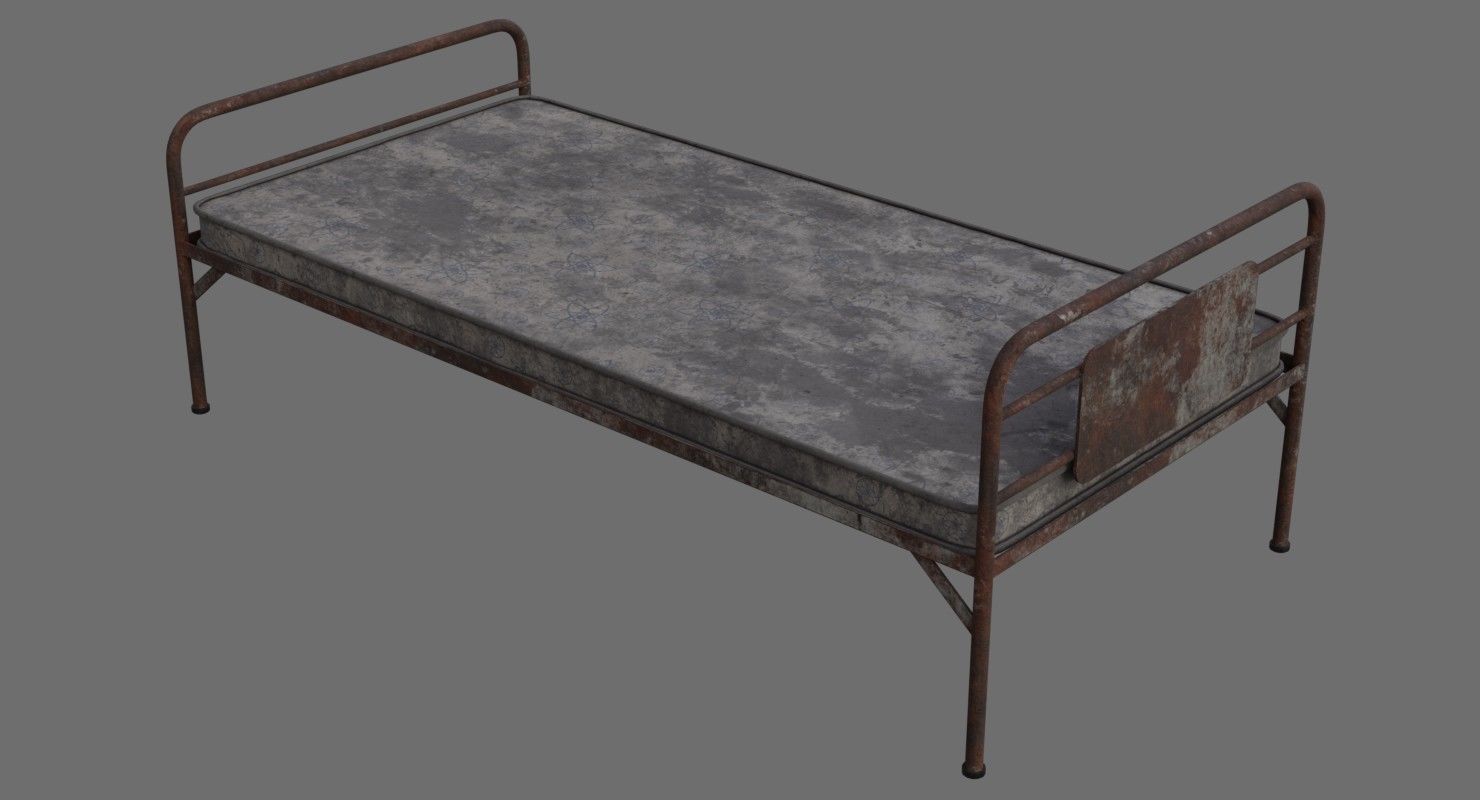 Bed 1C Low-poly 3D model_4