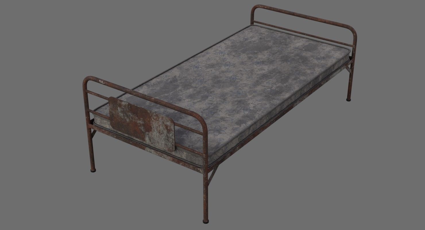 Bed 1C Low-poly 3D model_3