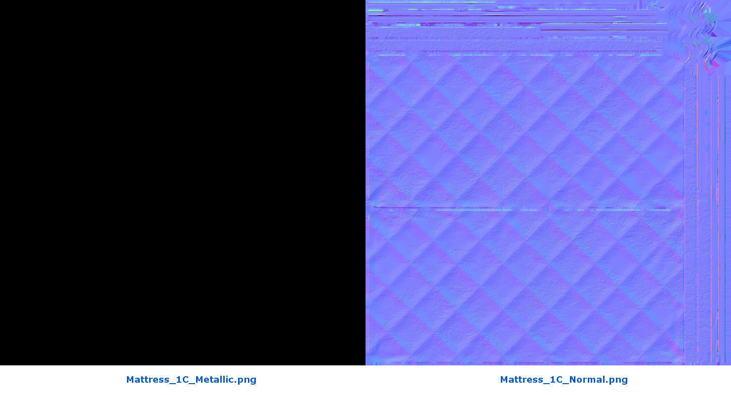 Bed 1C Low-poly 3D model_14