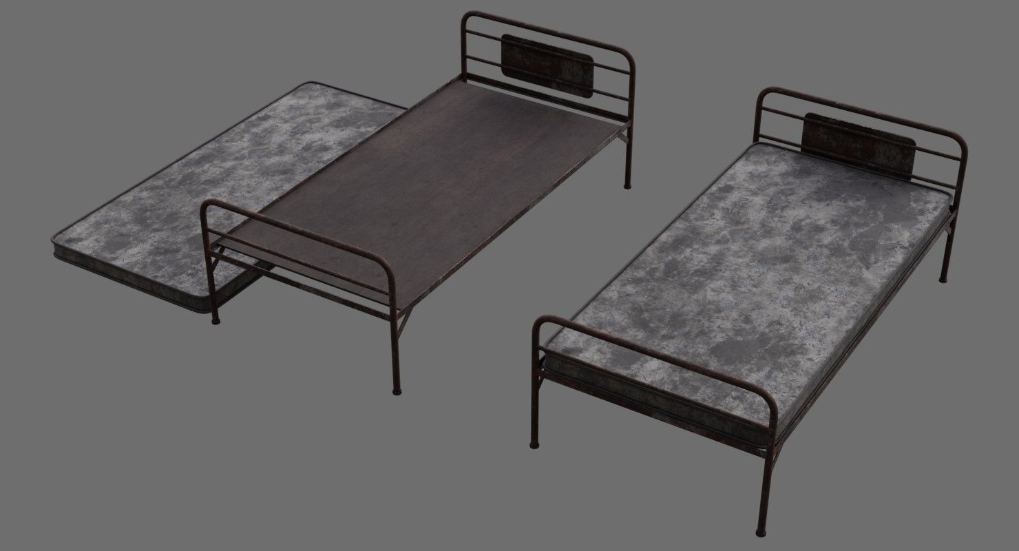 Bed 1C Low-poly 3D model_1