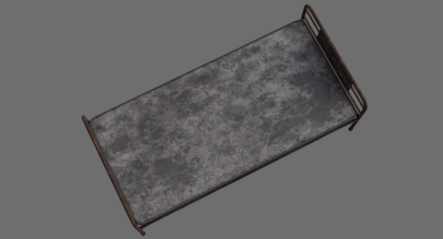 Bed 1C Low-poly 3D model_5