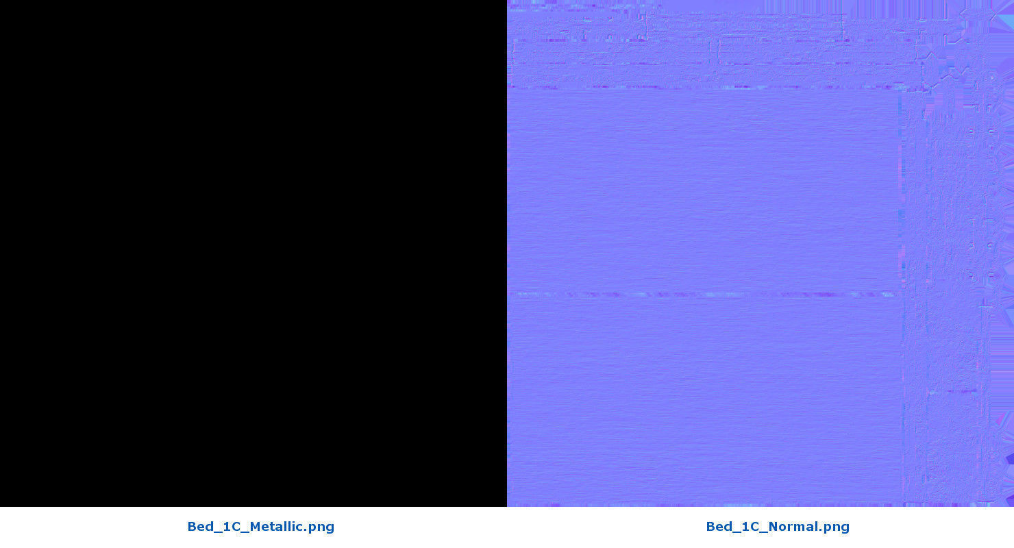 Bed 1C Low-poly 3D model_11