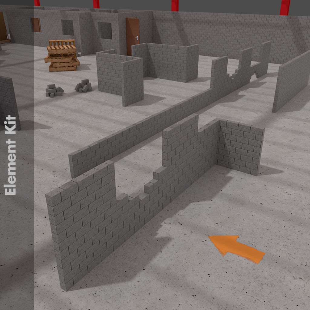 Level Starter Pack for Brick Built Environments Low-poly 3D model_6