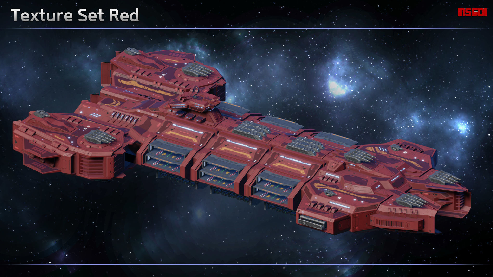 Spaceship Battlecarrier Orion Low-poly 3D model_10