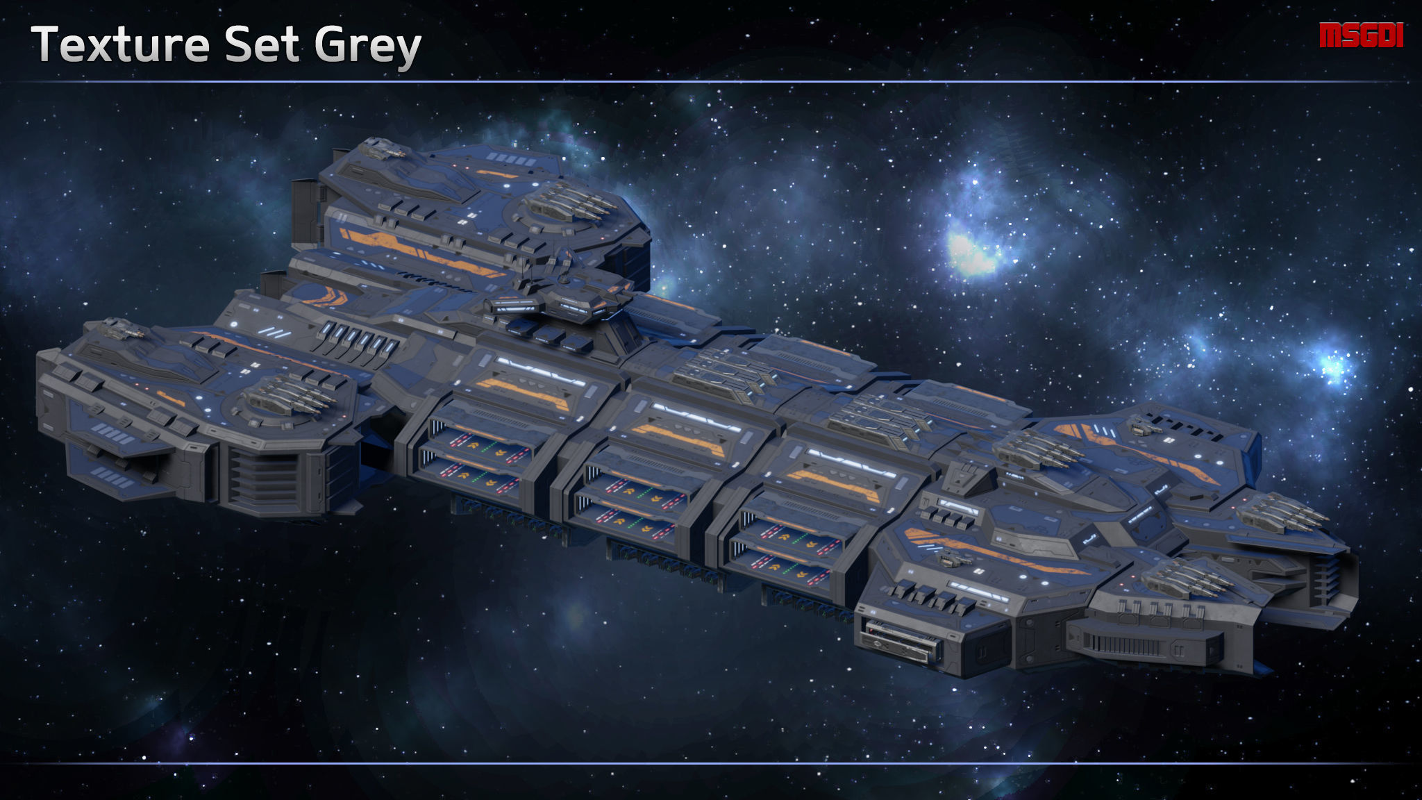 Spaceship Battlecarrier Orion Low-poly 3D model_9