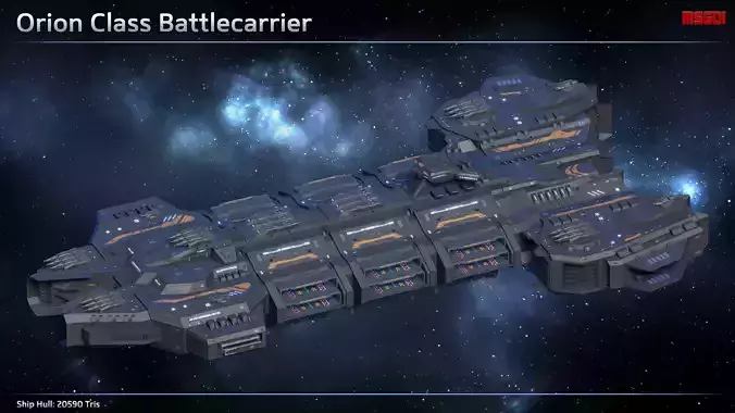 Spaceship Battlecarrier Orion Low-poly 3D model