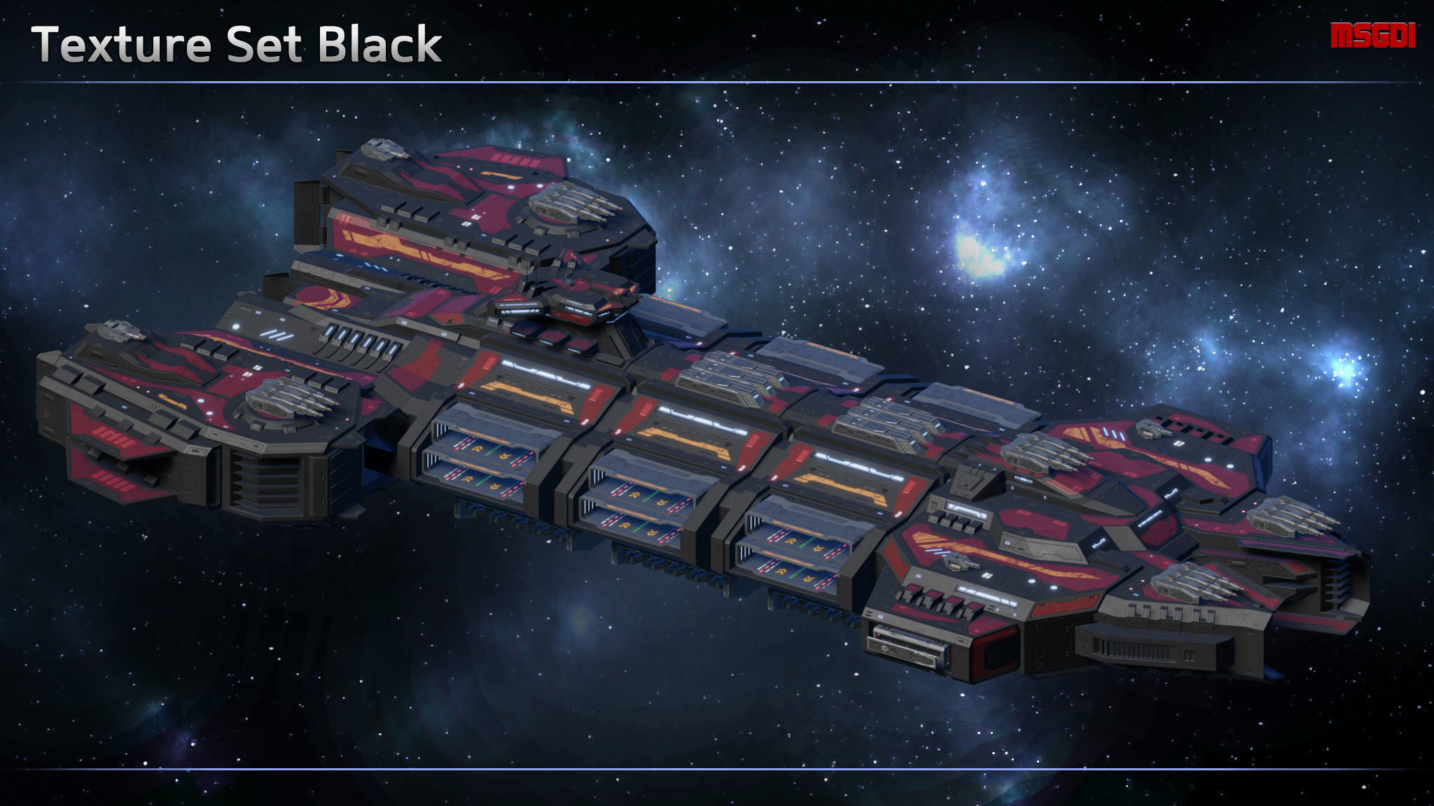 Spaceship Battlecarrier Orion Low-poly 3D model_7