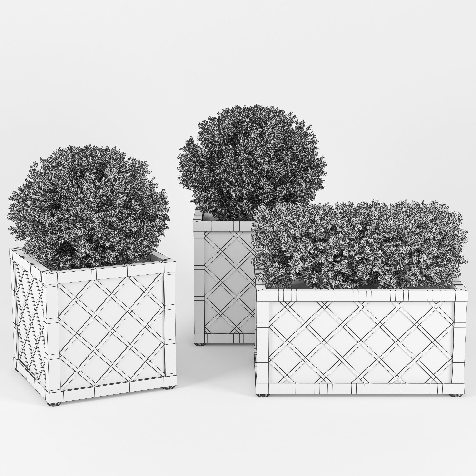 Bushes planter box 3D model_6