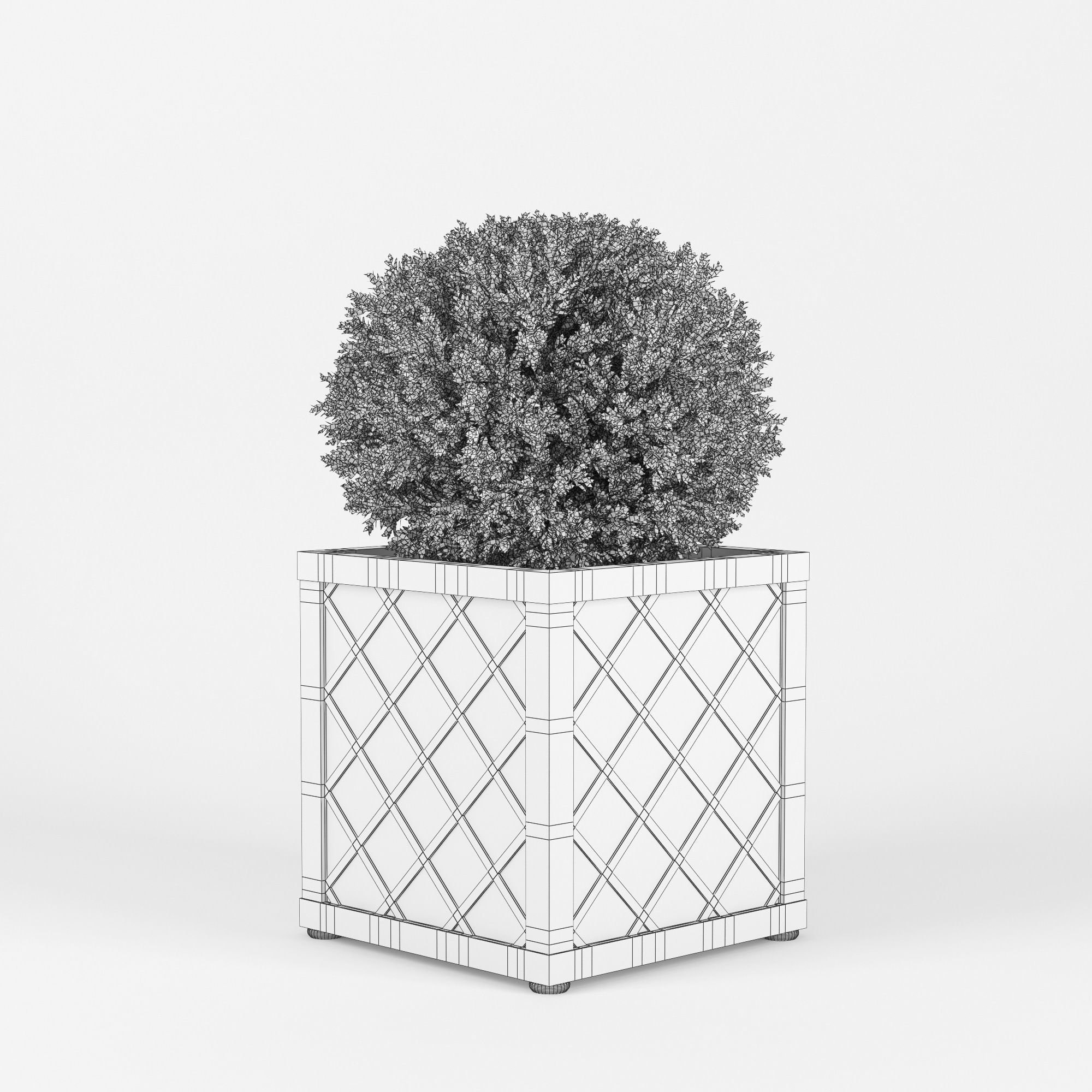 Bushes planter box 3D model_8