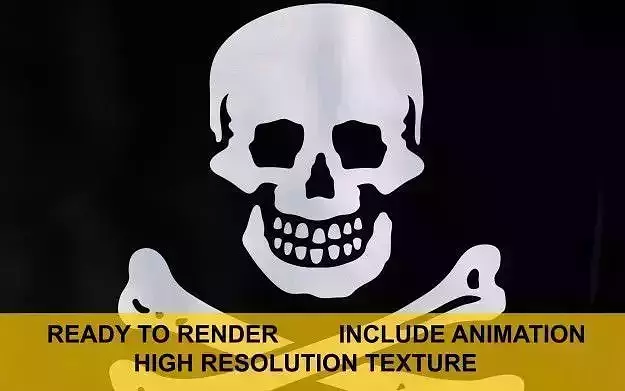 Jolly Roger 3d Flag 3D model