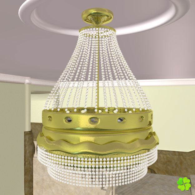 Pendant lamp of metal and glass 3D model_2