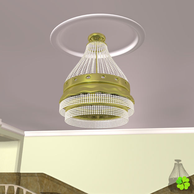 Pendant lamp of metal and glass 3D model_12