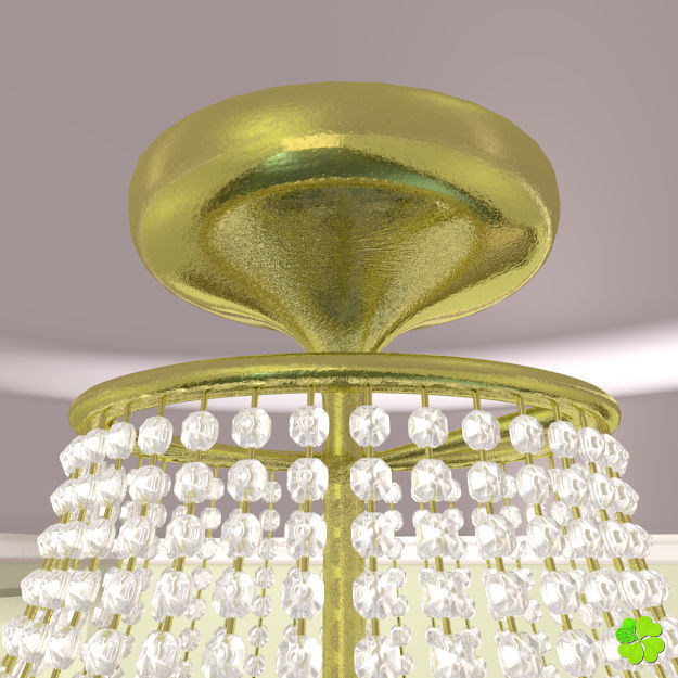 Pendant lamp of metal and glass 3D model_3