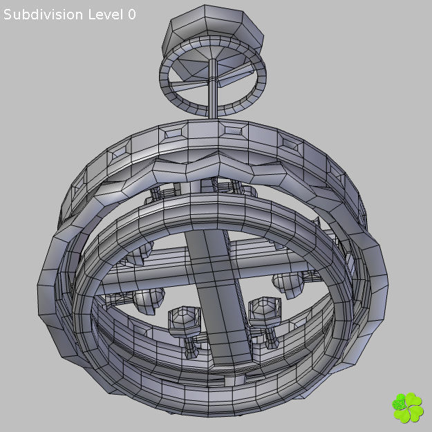 Pendant lamp of metal and glass 3D model_34