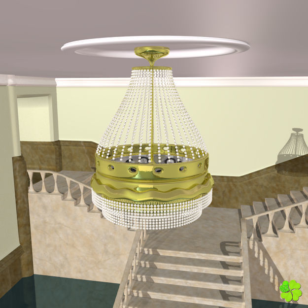 Pendant lamp of metal and glass 3D model_7