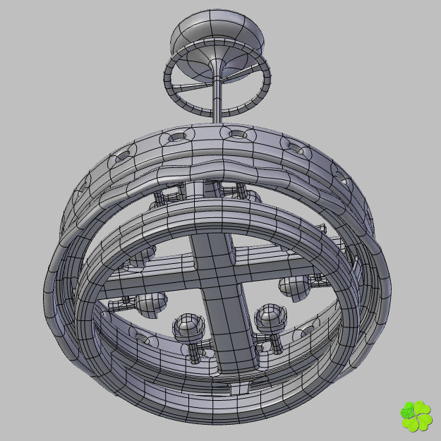 Pendant lamp of metal and glass 3D model_33