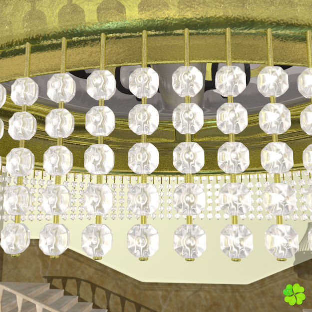 Pendant lamp of metal and glass 3D model_5