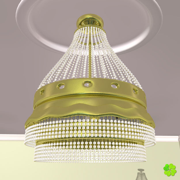 Pendant lamp of metal and glass 3D model_4