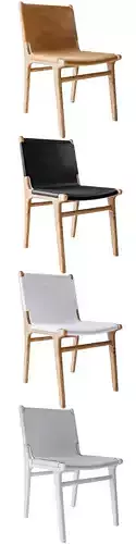 Flat and Sling Leather Dining Chairs 3D model