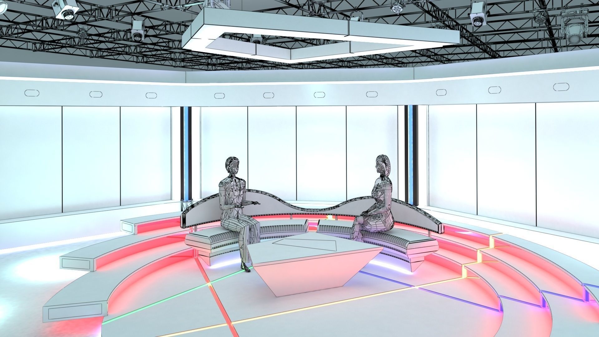 Virtual TV Studio Chat Set 2 3D model_20