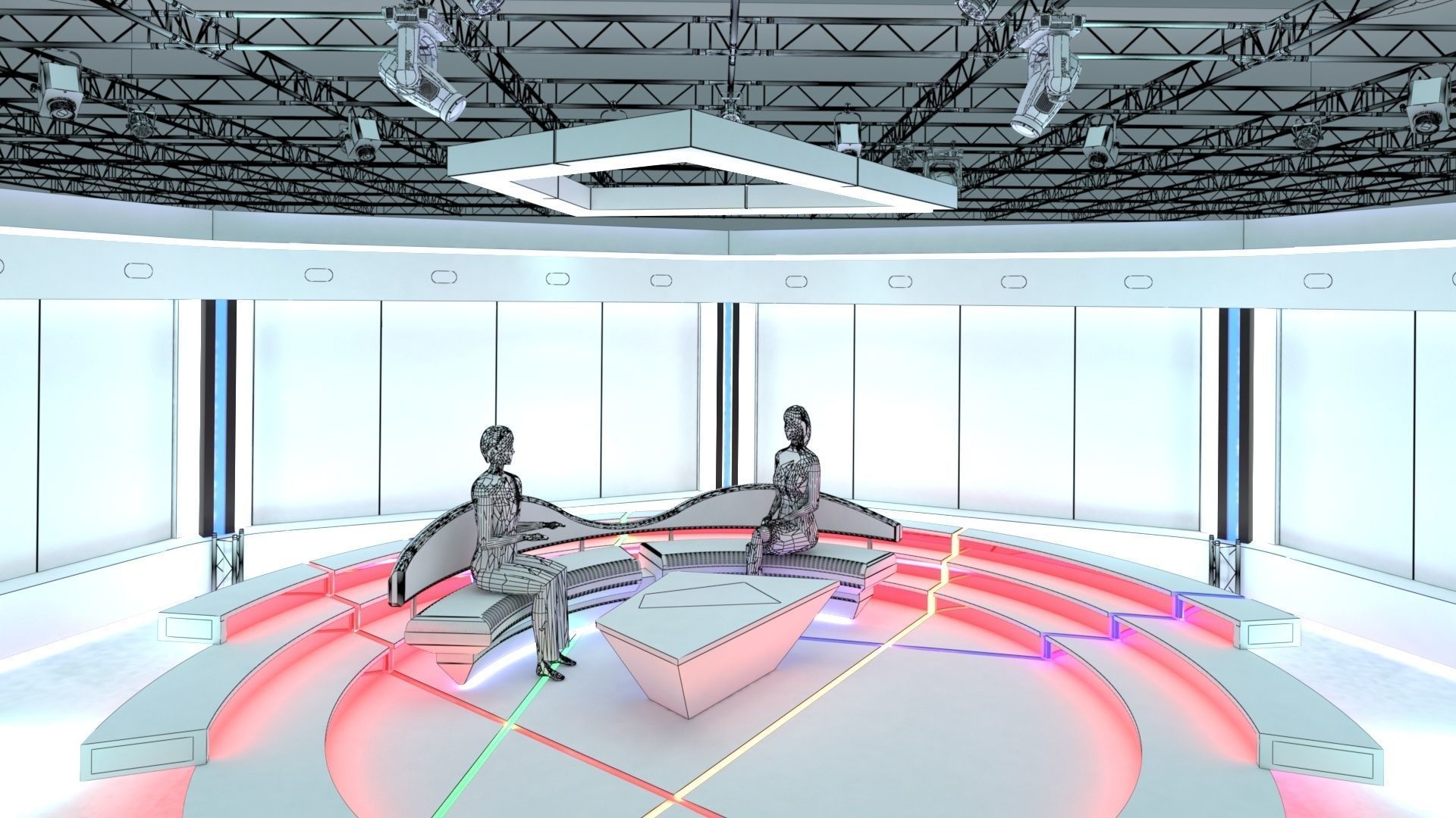 Virtual TV Studio Chat Set 2 3D model_10