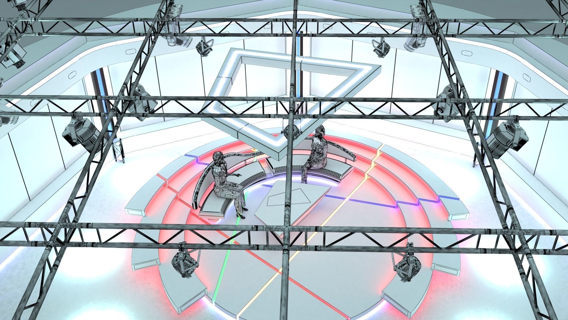 Virtual TV Studio Chat Set 2 3D model_16