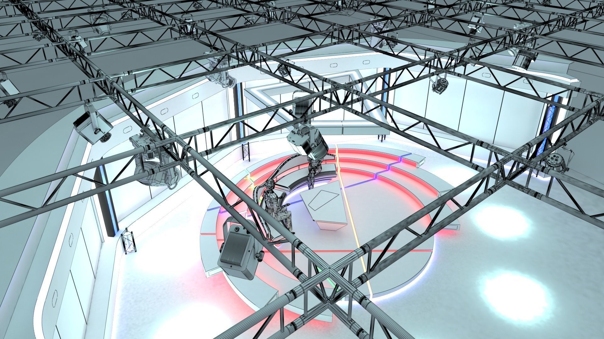 Virtual TV Studio Chat Set 2 3D model_22