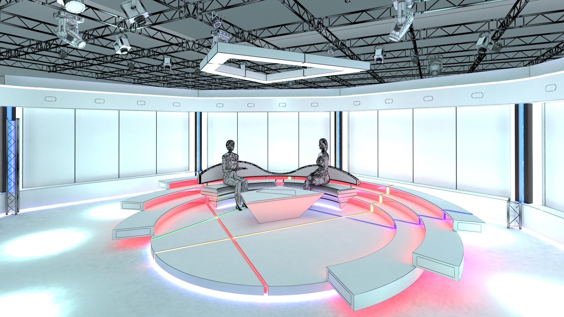 Virtual TV Studio Chat Set 2 3D model_8