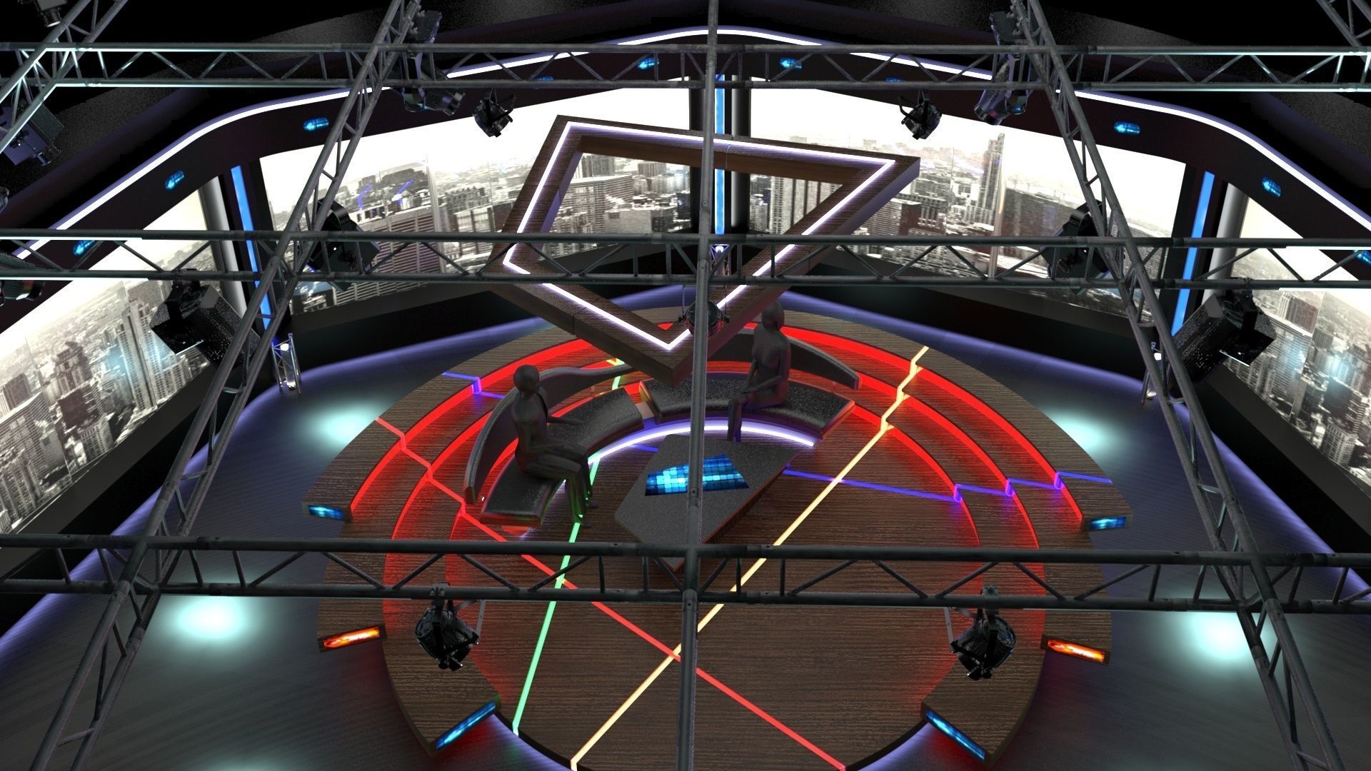 Virtual TV Studio Chat Set 2 3D model_15