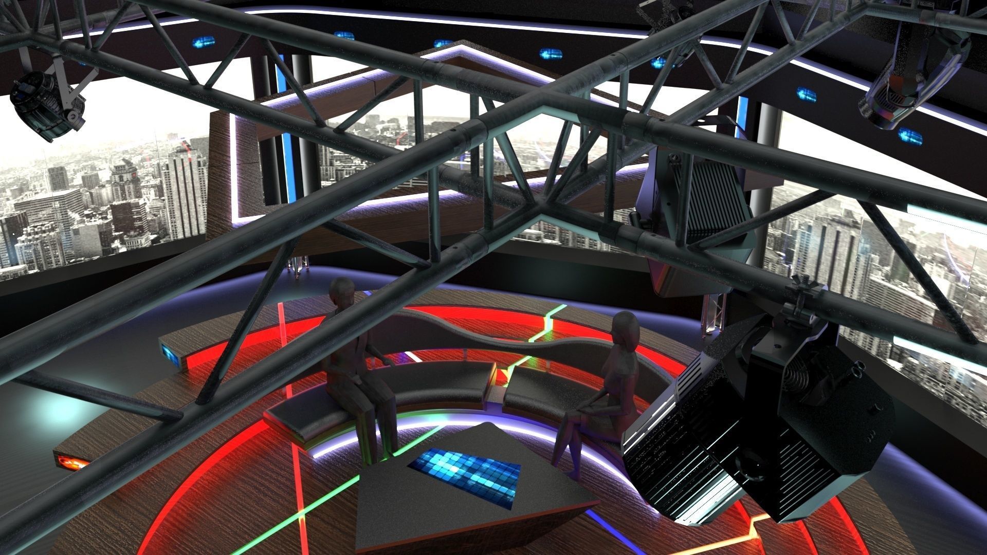 Virtual TV Studio Chat Set 2 3D model_25