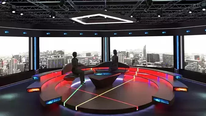 Virtual TV Studio Chat Set 2 3D model