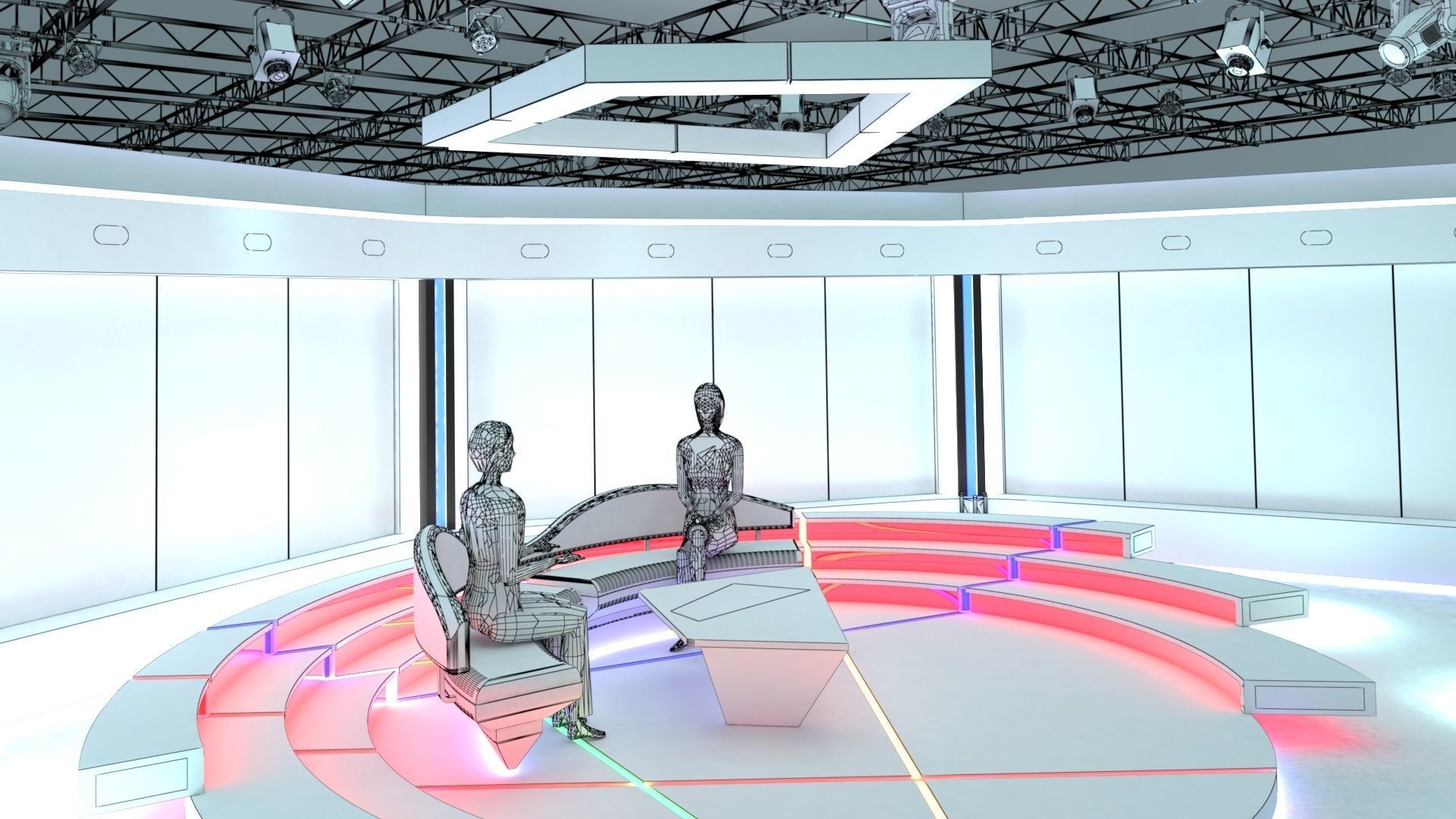 Virtual TV Studio Chat Set 2 3D model_18