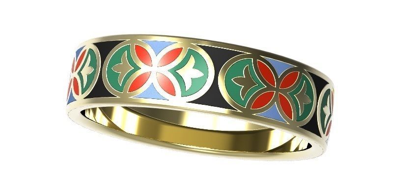 Gold ring with enamel -11 3D print model_1