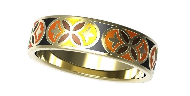 Gold ring with enamel -11 3D print model_3