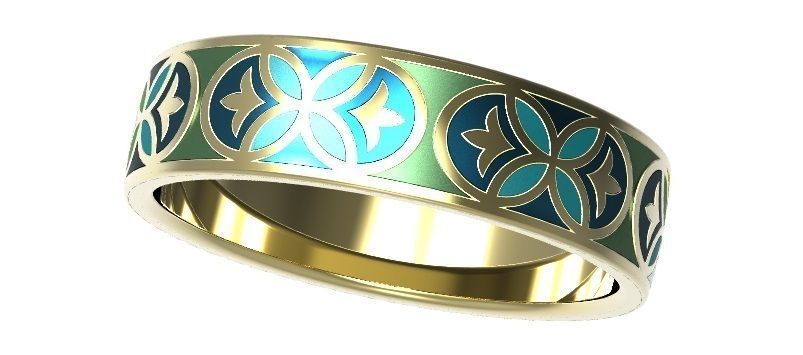 Gold ring with enamel -11 3D print model_2