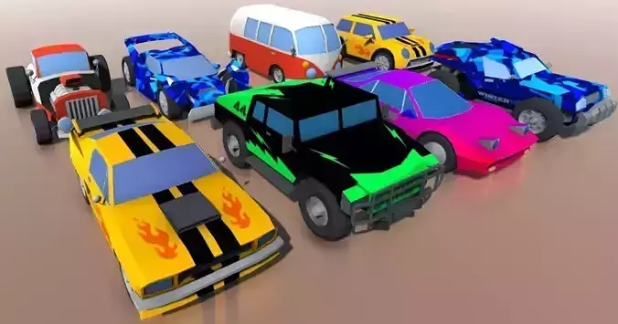 Low-poly cartoon cars