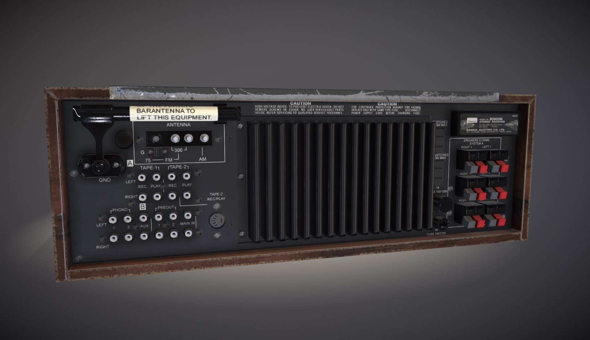Old Stereo Receiver 3D model_2