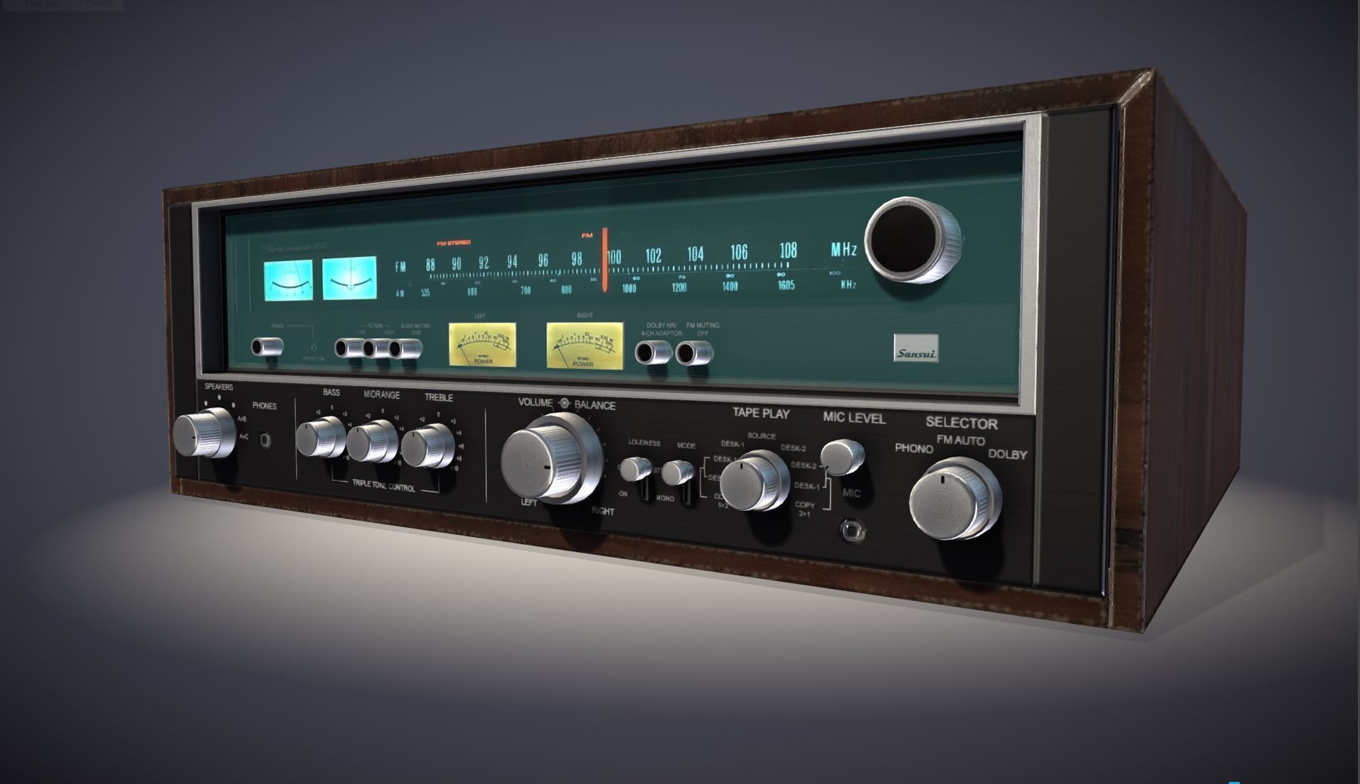 Old Stereo Receiver 3D model_1