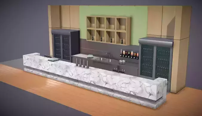 Bar Assets Low-poly 3D model