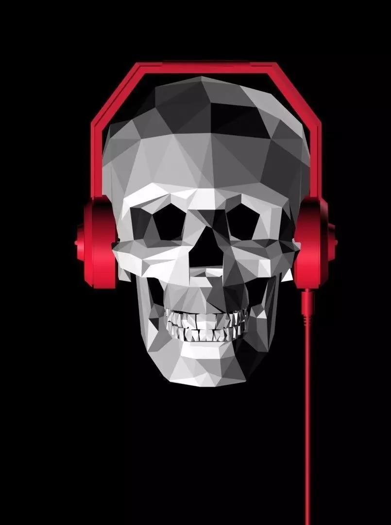 skull 3d model with headphones 3D print model