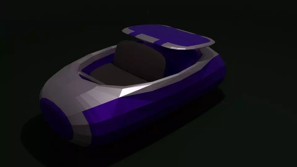 Space coaster Low-poly 3D model_0