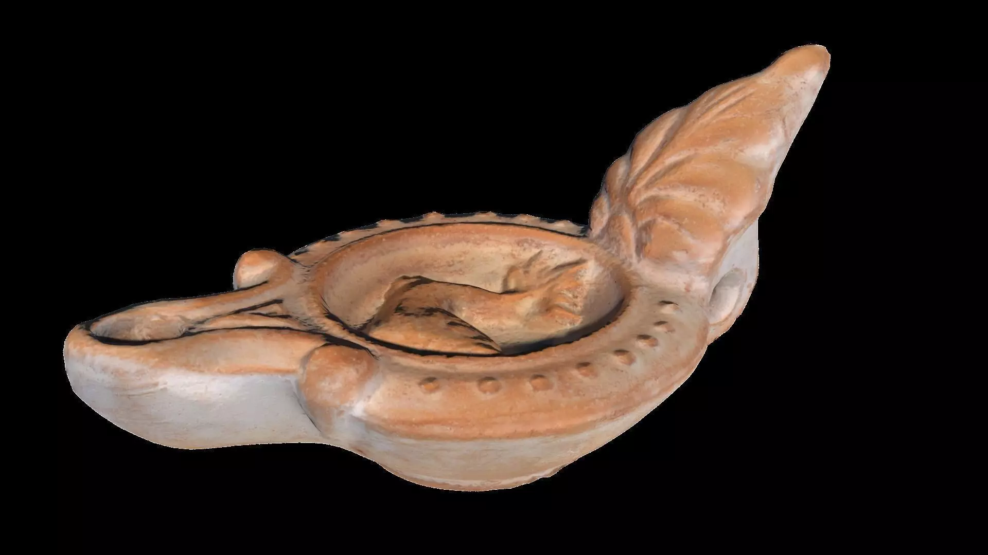 Roman oil lamp low-poly Low-poly 3D model_0