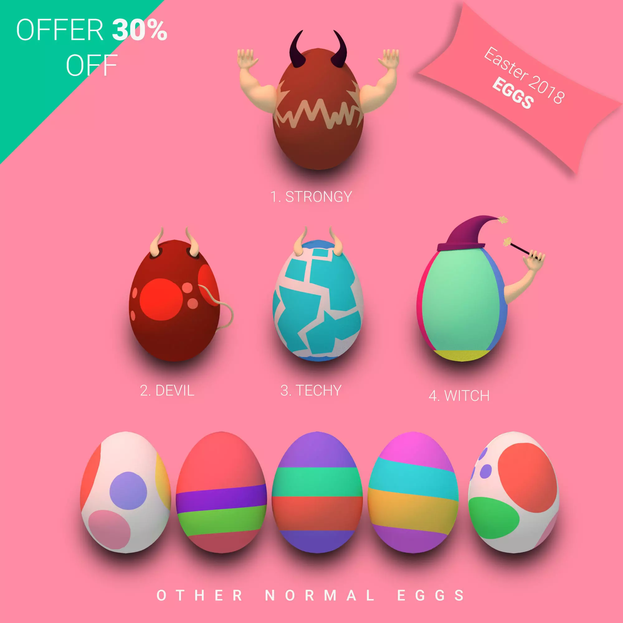 easter eggs 3D print model