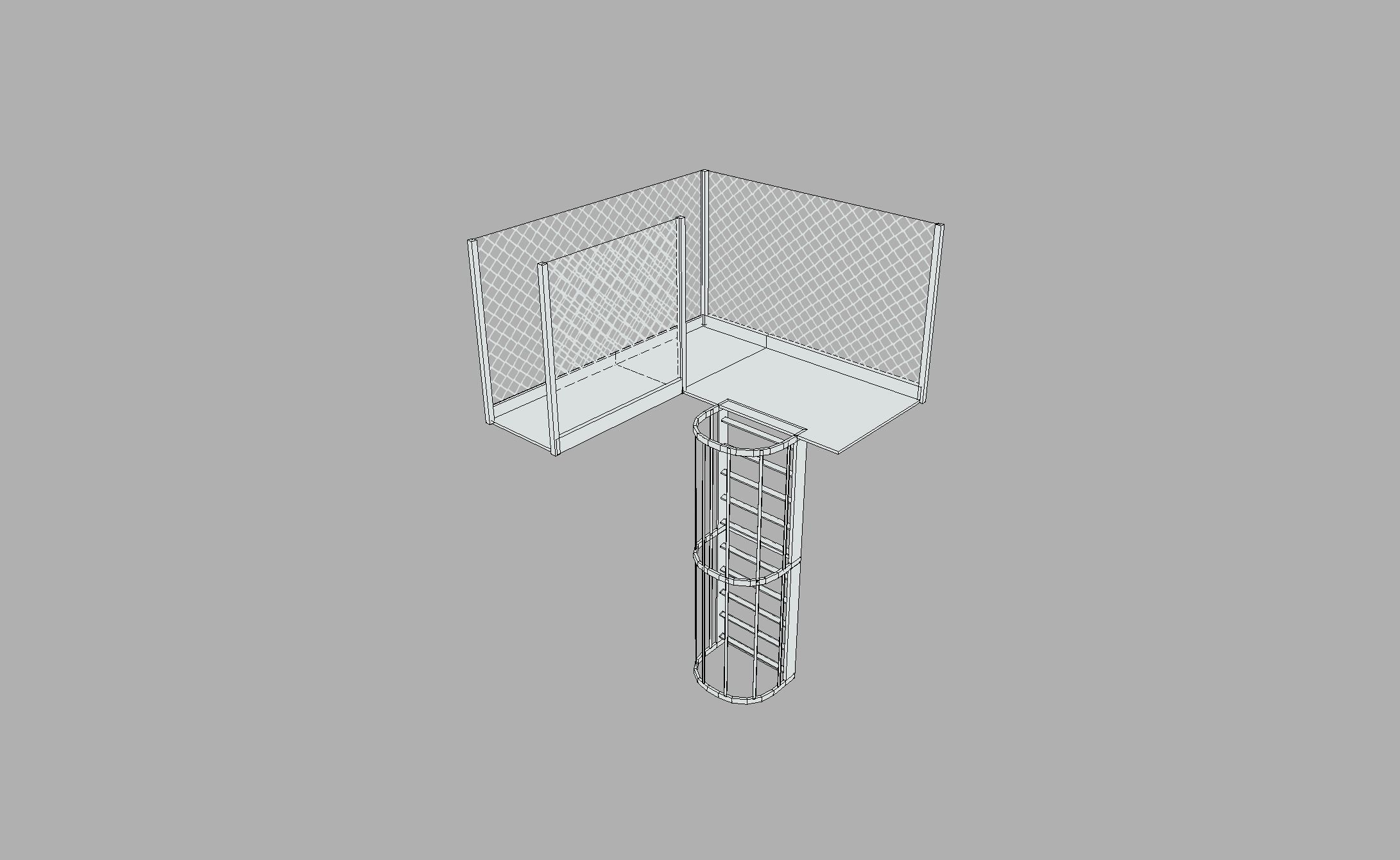 Metal Walkway and Ladder Free low-poly 3D model_3