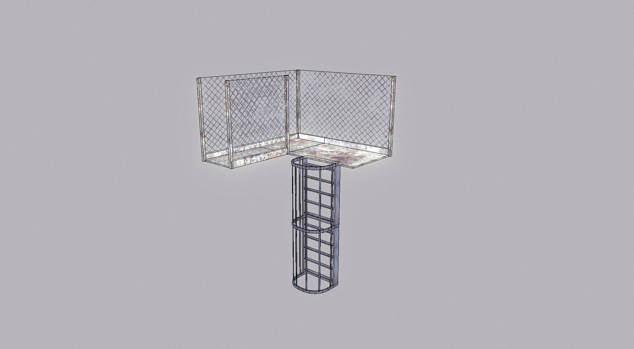 Metal Walkway and Ladder Free low-poly 3D model_1