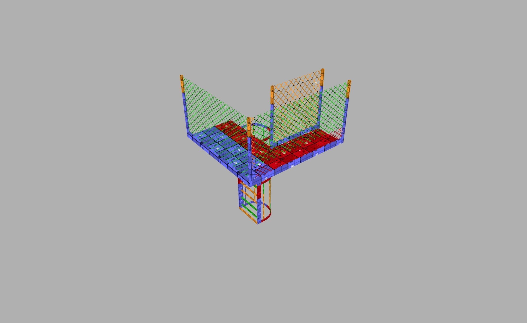 Metal Walkway and Ladder Free low-poly 3D model_6
