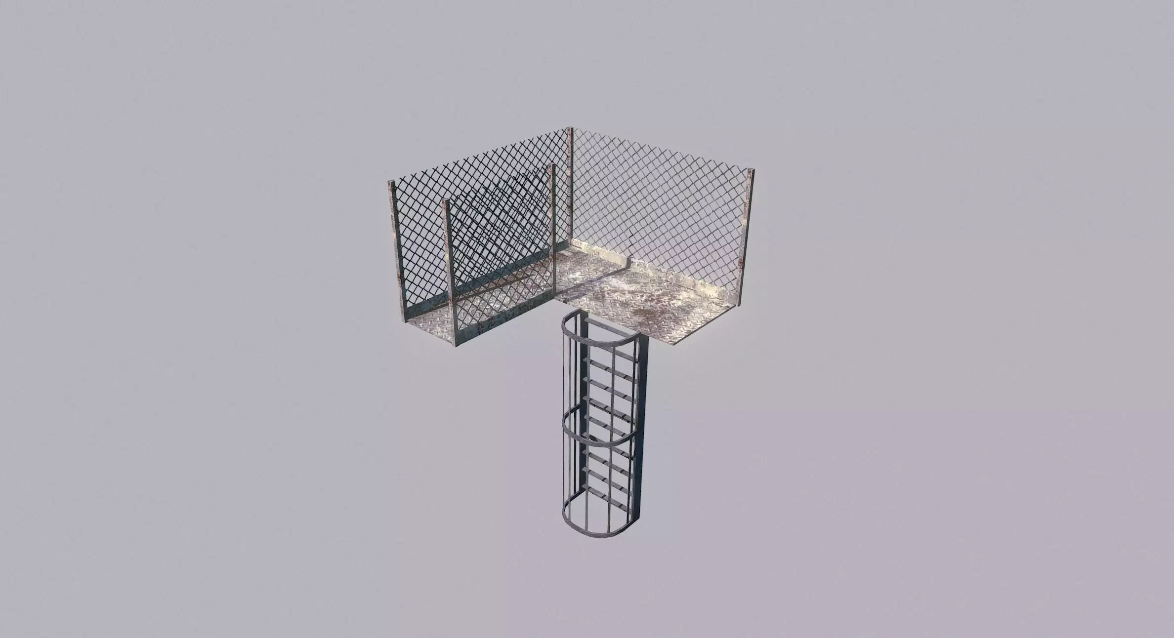 Metal Walkway and Ladder Free low-poly 3D model_0