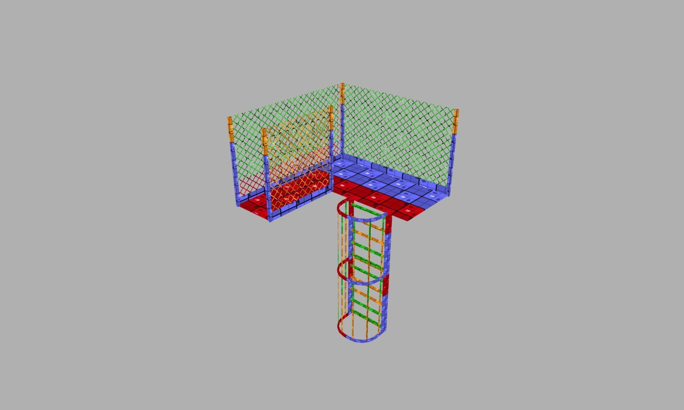 Metal Walkway and Ladder Free low-poly 3D model_5